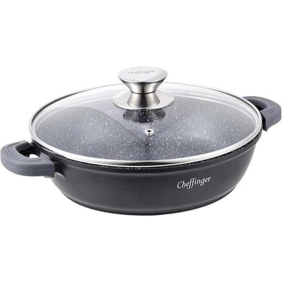Die 15 besten Kochtöpfe aus Aluminium, die das Kochen schneller und einfacher machen 10 28 cm große Servierpfanne aus Aluminiumdruckguss mit Deckel
