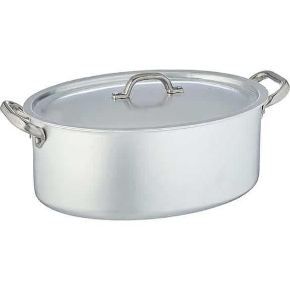 Pentole Agnelli Ovaler Aluminium-Topf mit Deckel 30 cm