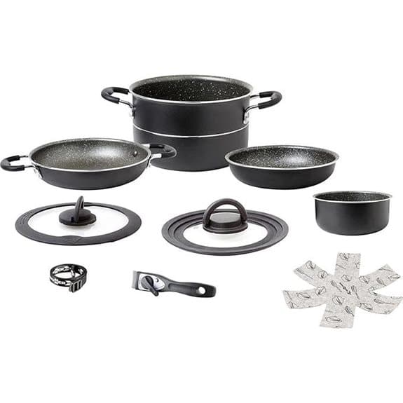 15 Best Campingtöpfe, die dein Outdoor-Kocherlebnis verbessern 6 BRUNNER Pirate Vacublock 9-teiliges Aluminium-Camping-Topfset