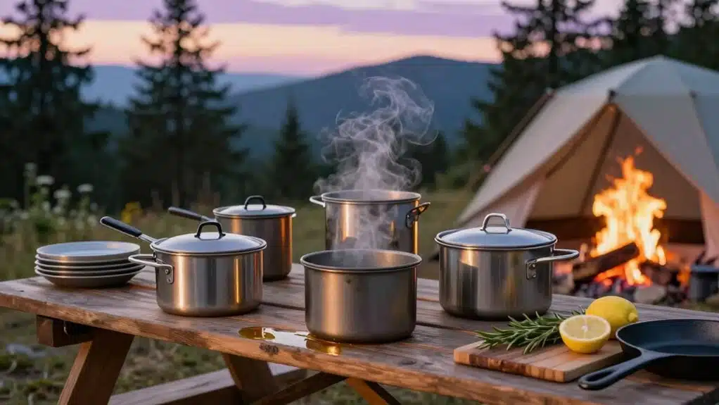 Die 5 besten Camping-Töpfe aus Edelstahl, die Campingplätze in Gourmetküchen verwandeln 1 bestes Camping-Kochgeschirr aus Edelstahl