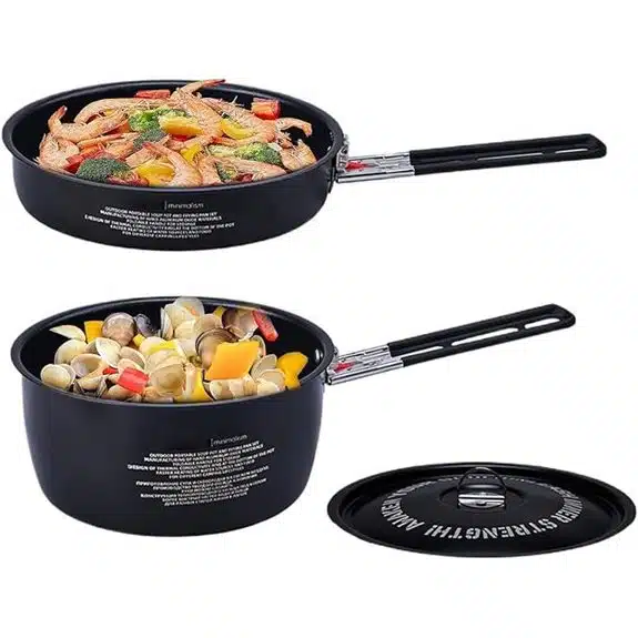 Die 15 besten Survival-Kochtöpfe, die jedes Outdoor-Essen zu einem Festmahl machen 15 Camping-Kochgeschirrset mit abnehmbaren Griffen für den Außenbereich