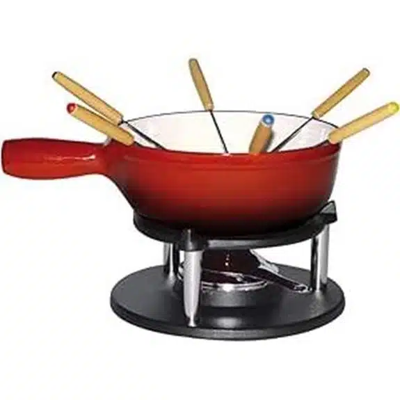 15 Best Fonduetöpfe für Gesellige Abende mit Geschmack 12 Baumalu - 385052 - Käsefondue-Set aus Gusseisen für 6 Personen, Farbe: Rot