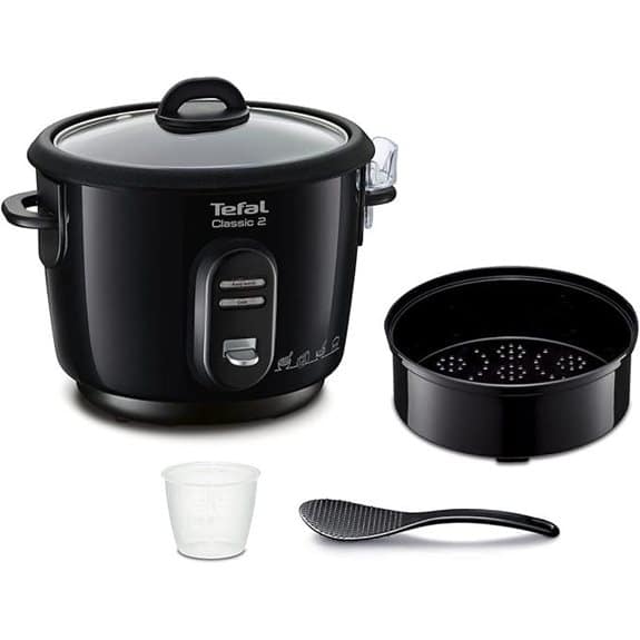 Die 10 besten Reiskocher-Töpfe, mit denen Reis jedes Mal perfekt gelingt 3 Tefal - RK102811 - Klassischer schwarzer Reiskocher in Metallic-Optik