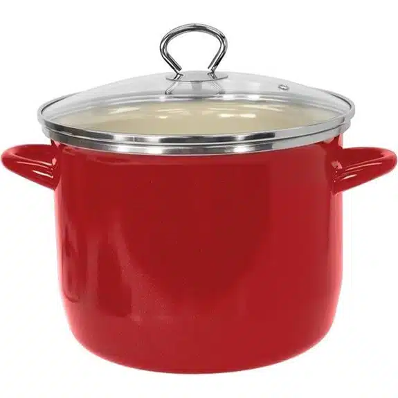 Die 10 besten Großkochtöpfe, die Abendessen unter der Woche zu Festessen machen 6 Vasconia 8-Liter-Emaille-Suppentopf mit Glasdeckel