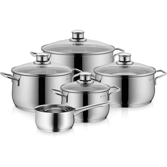 Die 10 besten Edelstahltöpfe, die das Kochen zu einem luxuriösen Erlebnis machen 10 WMF Diadem Plus 0730356040 5-teiliges Kochgeschirrset