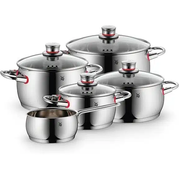 5 Best Kochtöpfe Induktion, die jede Küche sofort aufwerten 3 WMF 5-teiliges Cromargan Edelstahl-Topfset