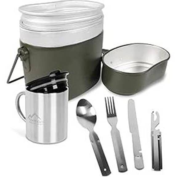 Die 7 besten Essgeschirr-Sets für Camping, um Ihre Mahlzeiten im Freien zu verbessern 8 Aluminium-Kochgeschirr- und Besteckset der deutschen Bundeswehr