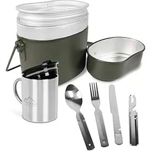 Die 7 besten Essgeschirr-Sets für Camping, um Ihre Mahlzeiten im Freien zu verbessern 8 Aluminium-Kochgeschirr- und Besteckset der deutschen Bundeswehr