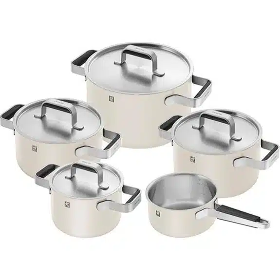 15 Best Kochtöpfe keramikbeschichtet That Make Cooking a Breeze 10 ZWILLING PURE 5-teiliges Kochgeschirrset in Elfenbeinweiß