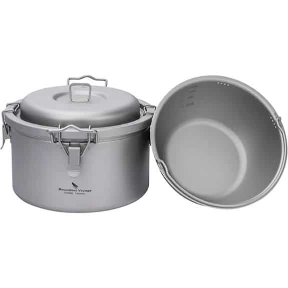 Die 7 besten Titan-Kochtöpfe, mit denen das Kochen zum Kinderspiel wird 4 Boundless Voyage Titan Ultraleicht Camping-Reiskocher-Set