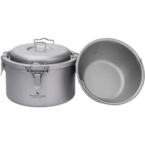 Die 7 besten Titan-Kochtöpfe, mit denen das Kochen zum Kinderspiel wird 4 Boundless Voyage Titan Ultraleicht Camping-Reiskocher-Set