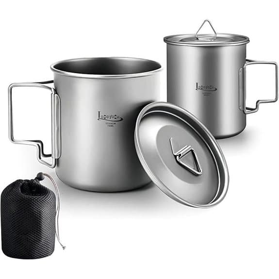 Die 7 besten Titan-Kochtöpfe, mit denen das Kochen zum Kinderspiel wird 6 Leichtes Camping-Topfset aus Titan mit Deckel