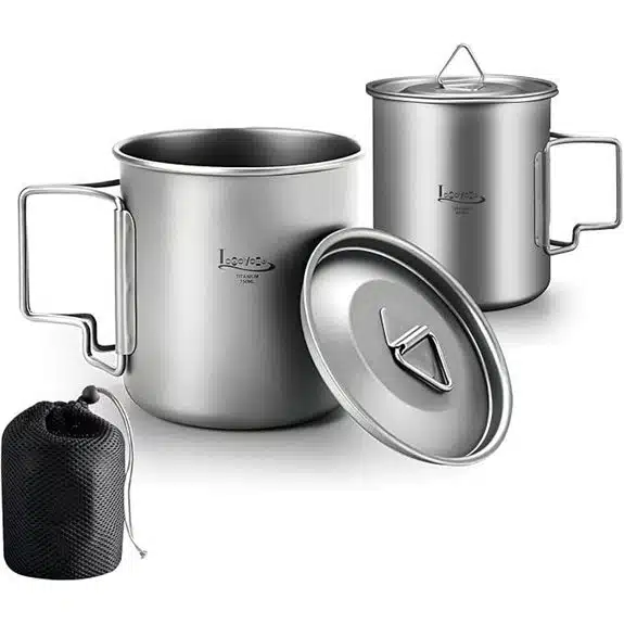 Die 7 besten Titan-Kochtöpfe, mit denen das Kochen zum Kinderspiel wird 6 Leichtes Camping-Topfset aus Titan mit Deckel