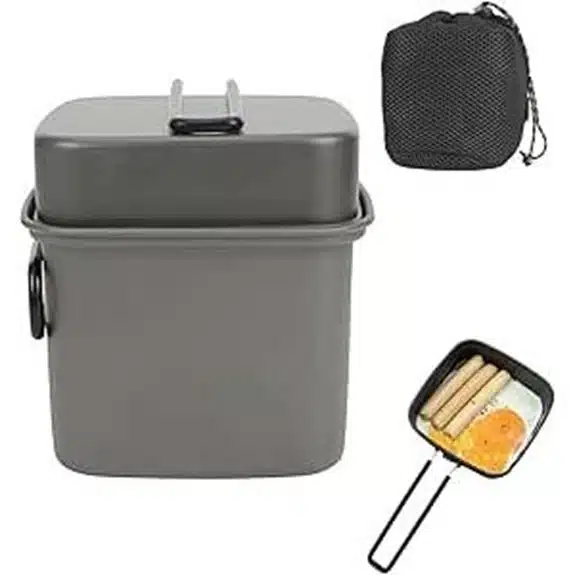 Die 10 besten Campingkochgeschirre, die das Kochen im Freien zum Kinderspiel machen 6 Camping Kochgeschirr Set aus Aluminium Antihaftbeschichtet