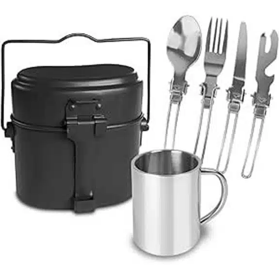 Die 7 besten Essgeschirr-Sets für Camping, um Ihre Mahlzeiten im Freien zu verbessern 6 Edelstahl-Geschirrset für den Außenbereich mit Besteck