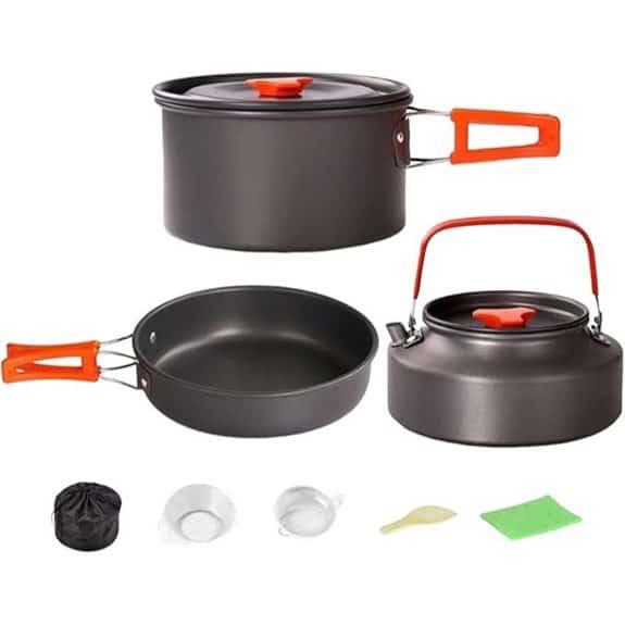 Die 15 besten Survival-Kochtöpfe, die jedes Outdoor-Essen zu einem Festmahl machen 11 3-teiliges tragbares stapelbares Camping-Kochgeschirrset
