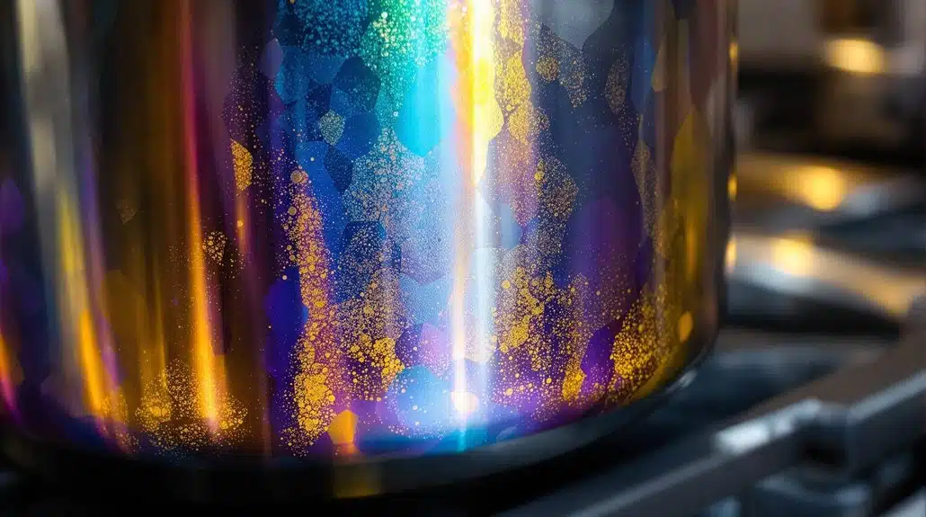 Regenbogenfarben auf dem Topfboden, was sie bedeuten und wie man sie entfernt 1 Regenbogenfarben Topf Bedeutungen