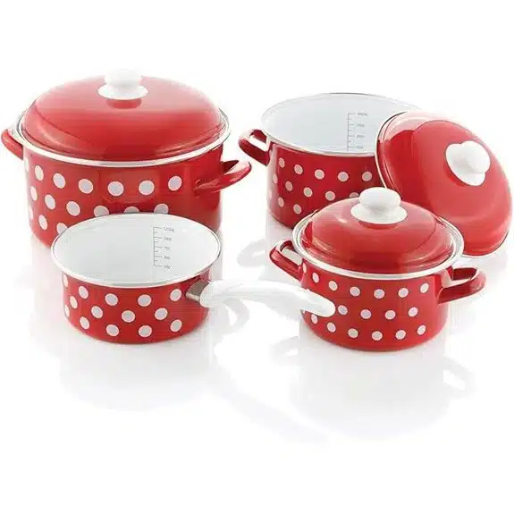 10 Best Kochtöpfe Ceranfeld Geeignet für Effizientes Kochen 10 GSW Stahlwaren GmbH 7-teiliges Emaille-Kochgeschirrset Rot 30 x 30 x 30 cm
