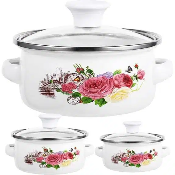 15 Best Kochtöpfe für Babybrei, die Breizeit Einfacher und Sicherer Machen 14 MAGICLULU 3-teiliges Set stapelbarer Suppentöpfe aus Emaille