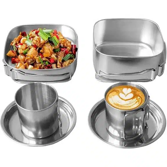 Die 10 besten Campingkochgeschirre, die das Kochen im Freien zum Kinderspiel machen 11 Edelstahl Camping-Kochgeschirr-Set für Outdoor & Survival