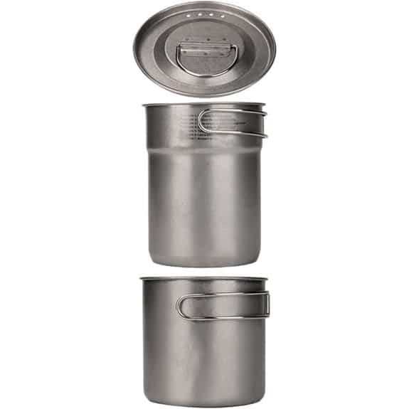 Die 15 besten Survival-Kochtöpfe, die jedes Outdoor-Essen zu einem Festmahl machen 13 Camping-Kochgeschirrset aus Edelstahl (1000 ml & 700 ml)