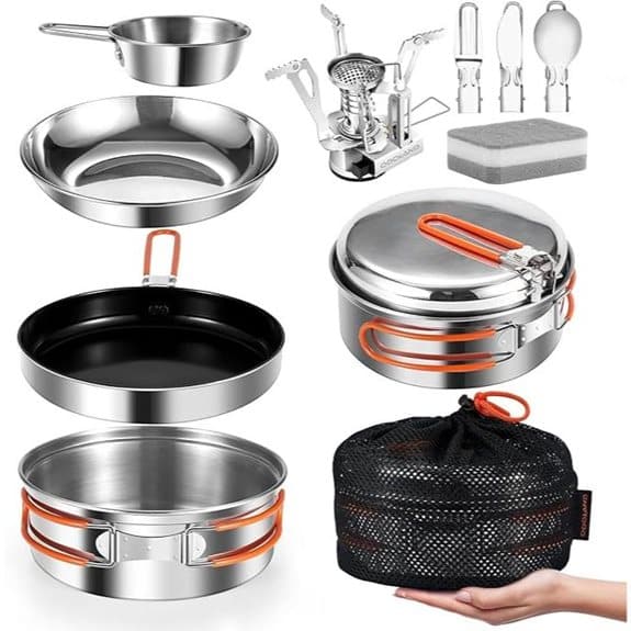 7 Best Campingkochgeschirr Sets to Cook Like a Pro Outdoors 4 Odoland 5-teiliges Camping-Kochgeschirrset aus Edelstahl
