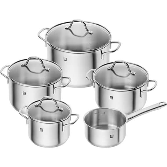 ZWILLING Flow Edelstahl-Induktionskochgeschirrset, 5-teilig, mit 4 Deckeln
