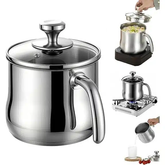 15 Best Kochtöpfe mit Ausgießern, die das Abgießen zum Kinderspiel machen 2 Edelstahl-Milchkännchen 2 l mit Glasdeckel