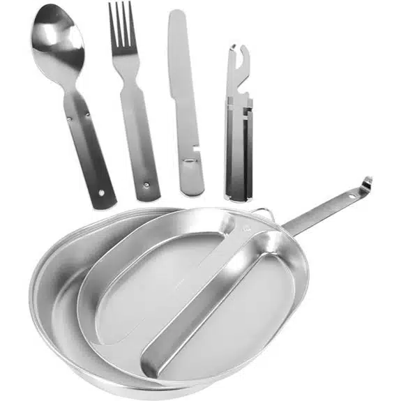 7 Best Outdoor-Kochgeschirre Jeder Campingkoch Lieben Wird 2 Outdoor-Kochgeschirr aus Edelstahl und 5-teiliges Besteckset