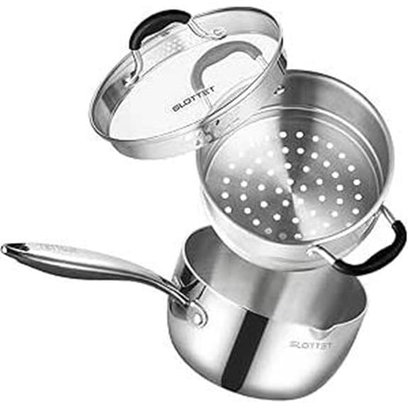Edelstahl-Topf 3 l mit Dämpfeinsatz und Deckel