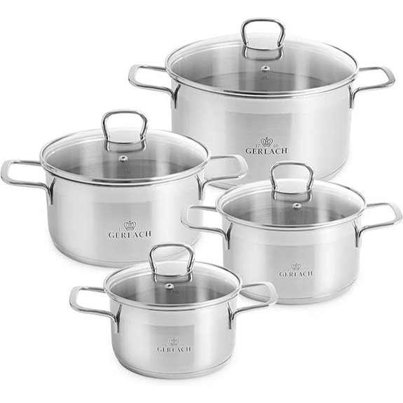 5 Best Kochtöpfe Set Induktion, die jede Küche aufwerten 4 Gerlach Brava 8-teiliges Edelstahl-Topfset