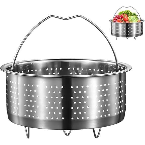 Die 15 besten Dampfgarer-Einsätze, die Ihre Abendessen unter der Woche in Gourmet-Gerichte verwandeln 7 22 cm Edelstahl-Dämpfeinsatz 304 mit Griff