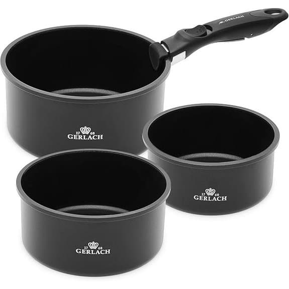 Gerlach 3-teiliges Topfset mit Keramikbeschichtung (schwarz)