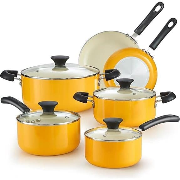 Cook N Home 10-teiliges gelbes Antihaft-Keramik-Kochgeschirrset